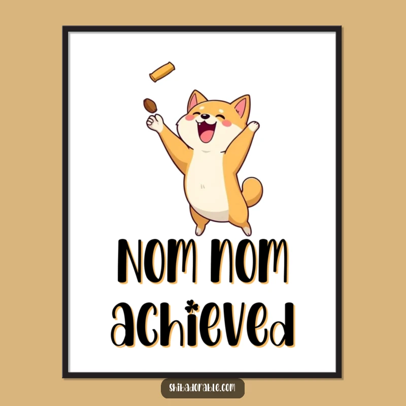 Funny Shiba Inu Treat Poster: High-Flying Wall Art for Dog Enthusiasts