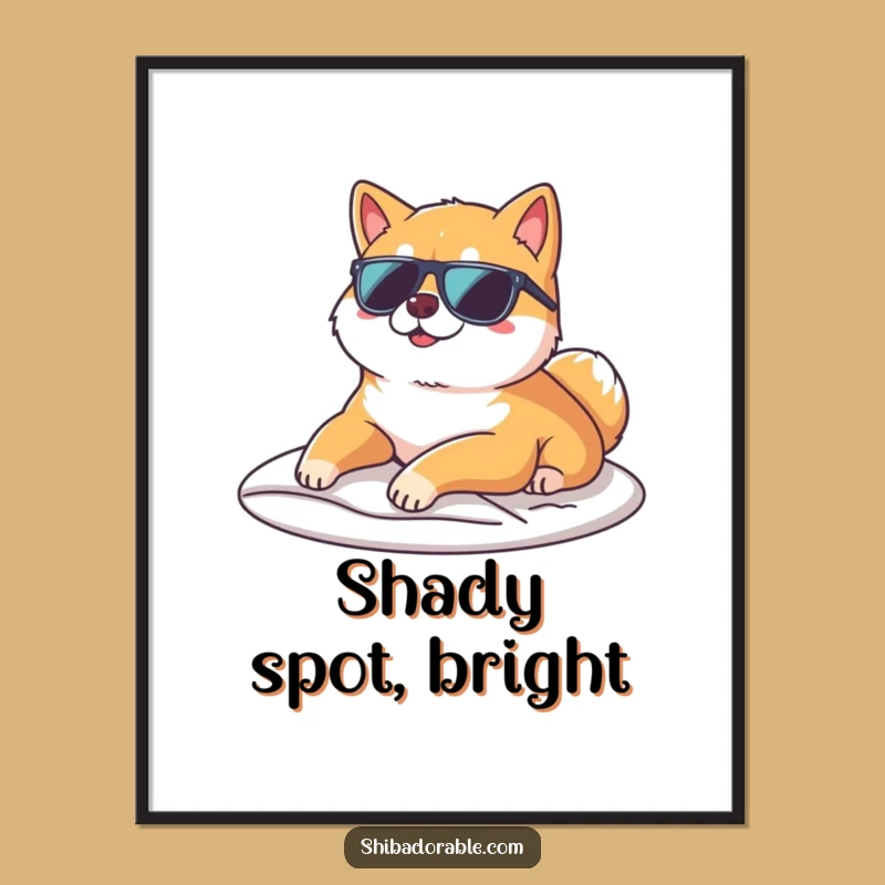 Funny Cool Shiba Inu Poster - Hilarious Sunglasses Dog Wall Art