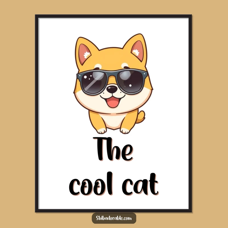 Funny Cool Shiba Inu Wink Poster - Stylish Wall Art & Hilarious Dog Gift!
