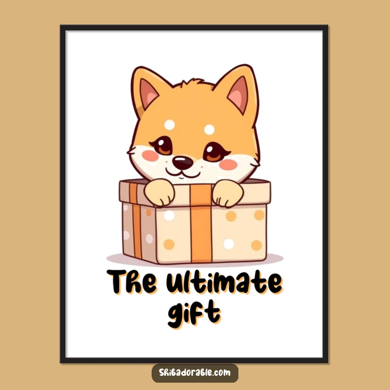 Funny Shiba Inu Poster: Whimsical Wall Art of a Mischievous Dog in a Box