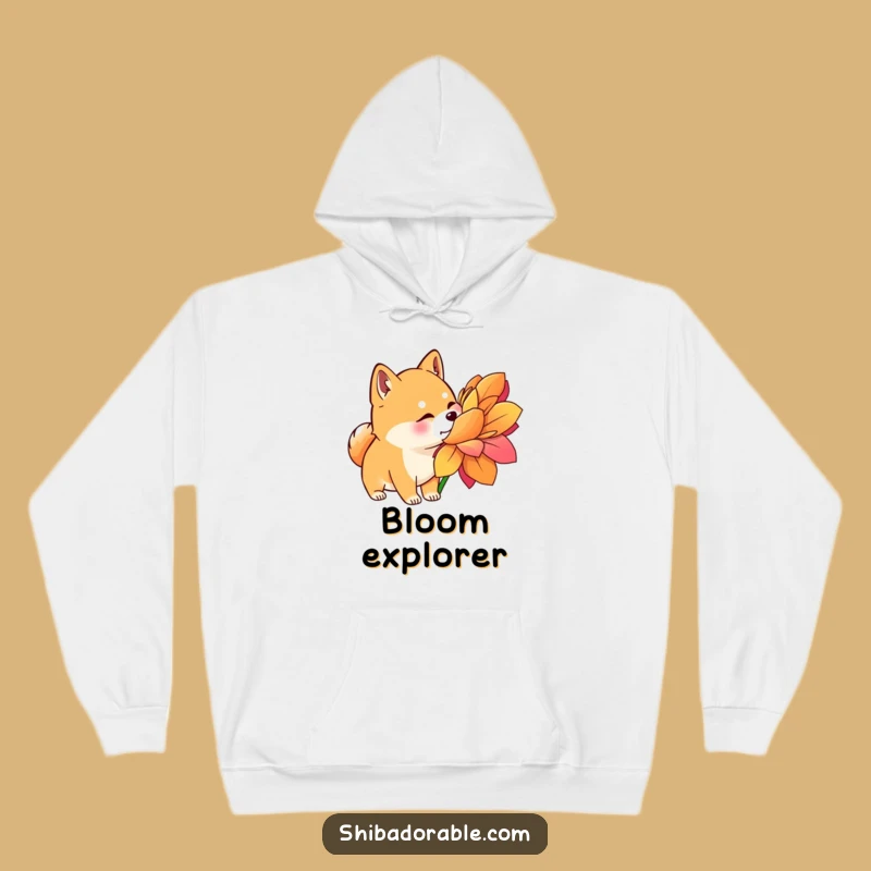 Cozy Funny Shiba Inu Flower Sniff Hoodie - Warm & Whimsical Dog Gift