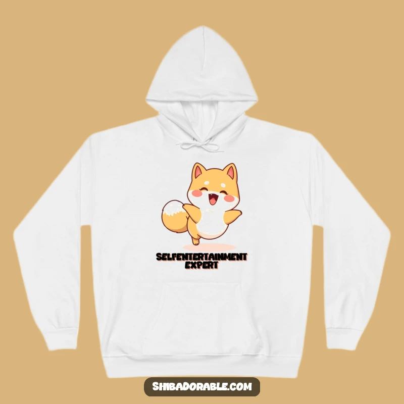 Cozy Funny Happy Shiba Inu Tail Chase Hoodie: Warm & Playful