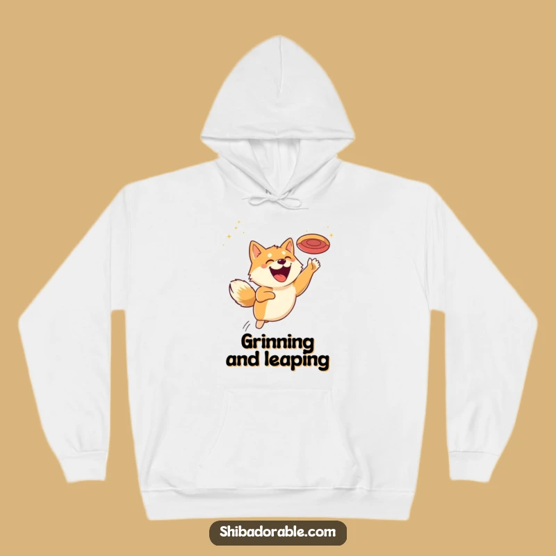 Cozy Funny Shiba Inu Disc Grin Hoodie - Warm & Humorous Dog Apparel