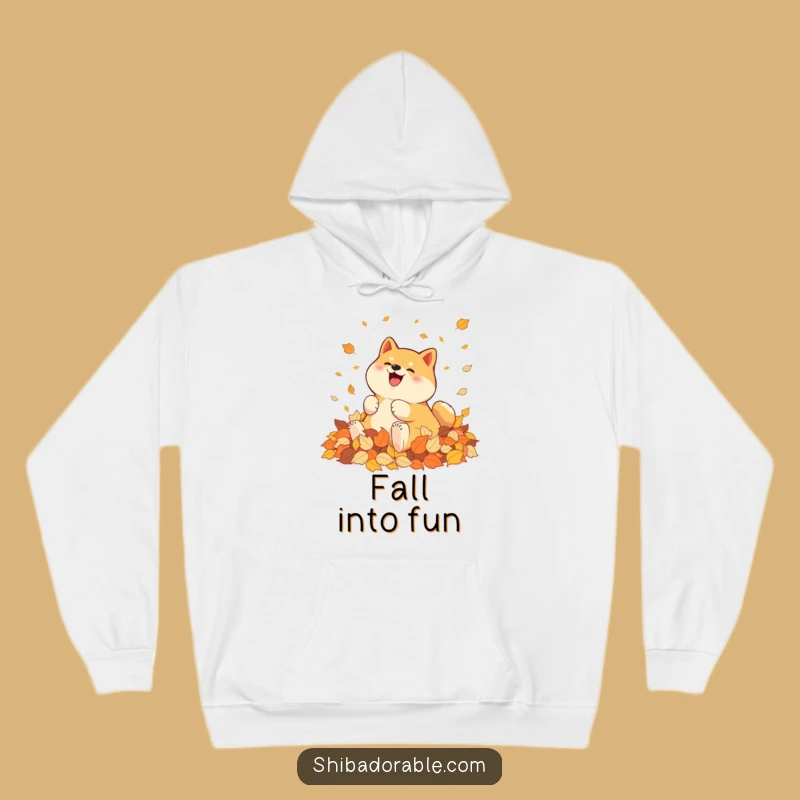 Cozy Funny Shiba Inu Autumn Leaves Hoodie - Warm & Playfully Seasonal Gift