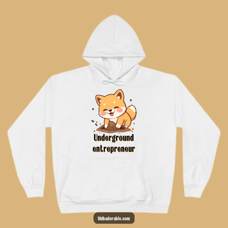 Funny Shiba Inu Digging Hoodie - Cozy Dog Dirt Flying Funny Gift