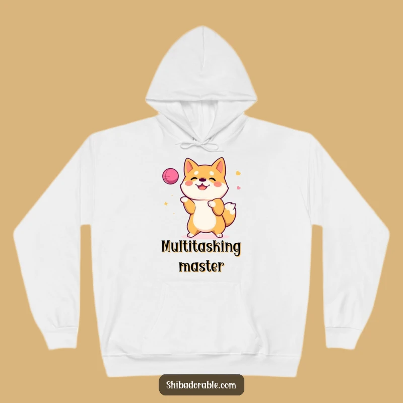 Funny Shiba Inu Juggling Hoodie: Cozy Comfort with a Talented Dog - Ideal Gift!