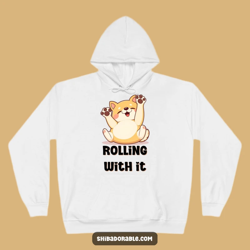 Funny Shiba Inu Rolling Hoodie: Cozy Comfort in a Playful Pose - Ideal Gift!