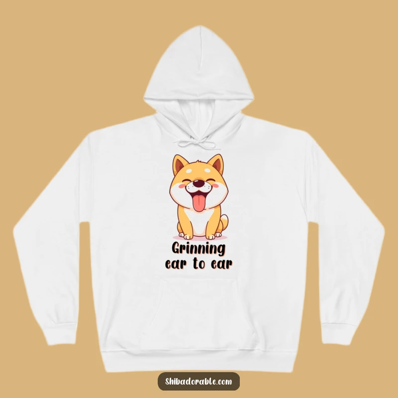 Funny Happy Shiba Inu Grin Hoodie - Cozy & Goofy Dog Comfort Gift