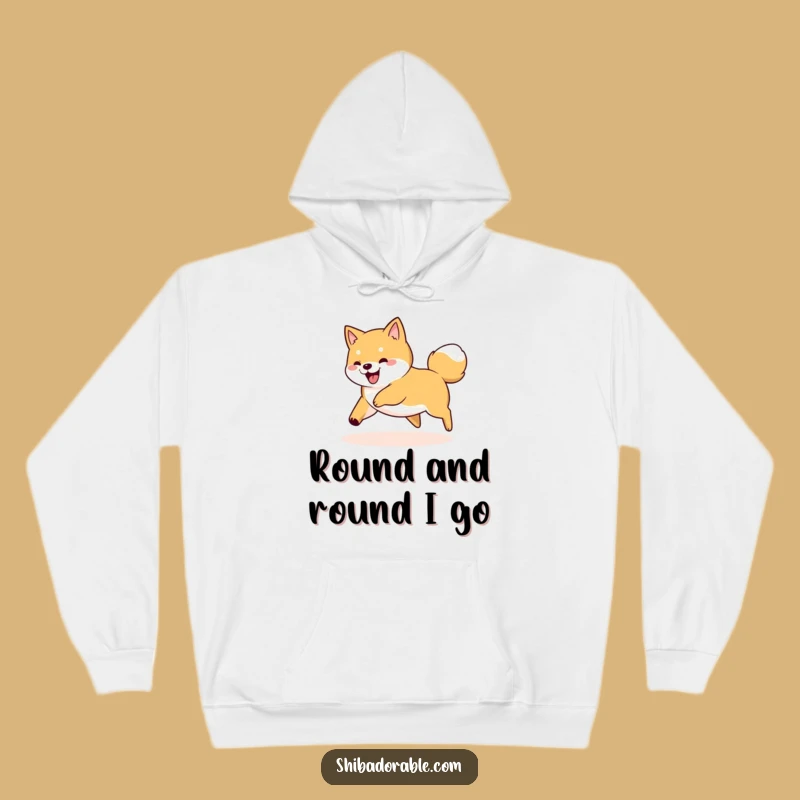 Cozy Funny Shiba Inu Tail Chase Hoodie: Stay Warm While Spinning with Joy