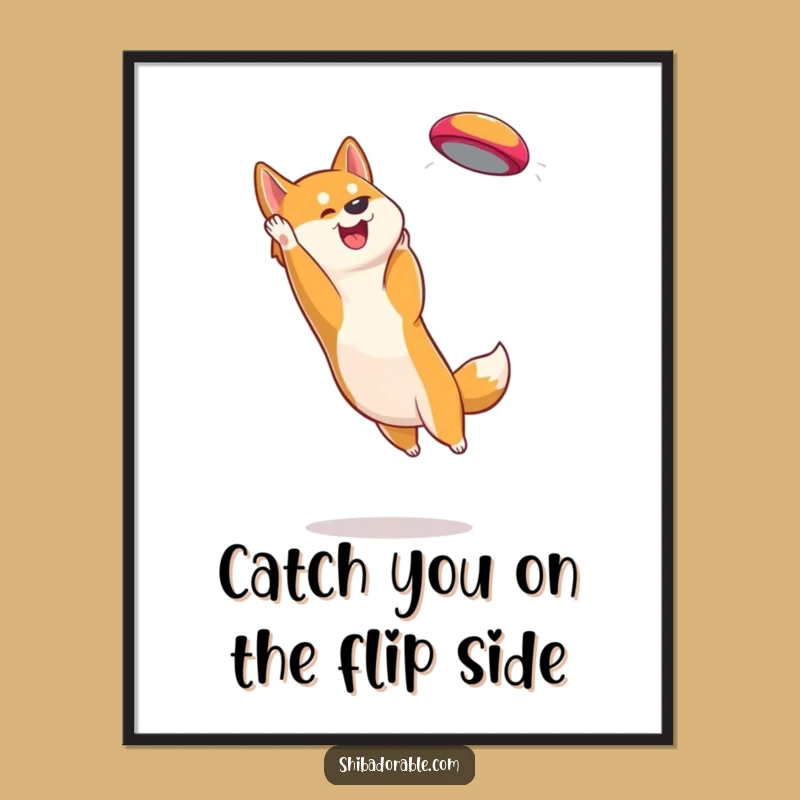 Free Printable Wall Art: Funny Shiba Inu Frisbee Action, Hilarious Digital Download!