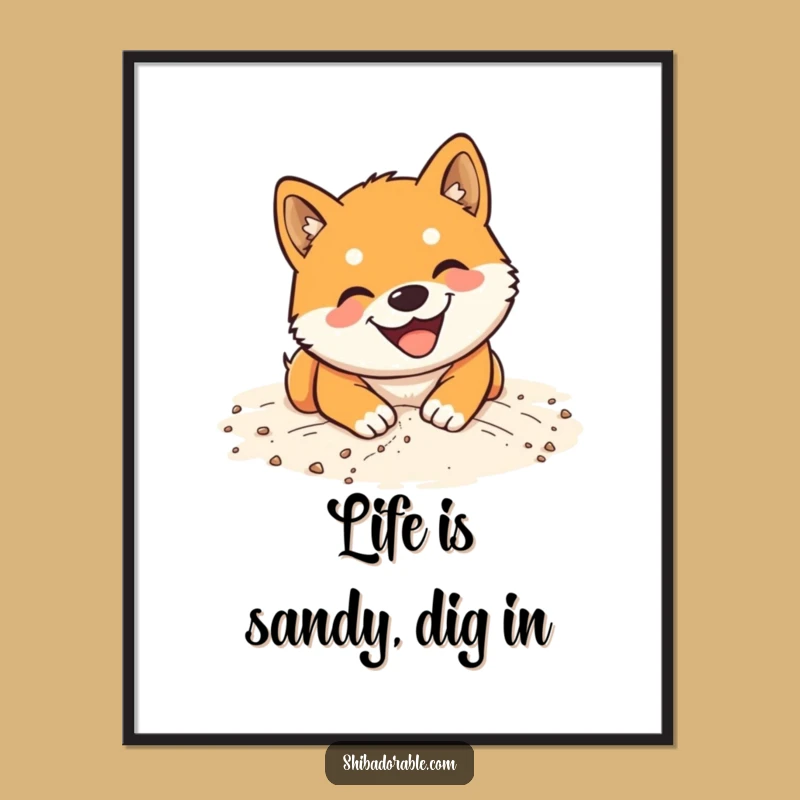 Free Printable Wall Art: Funny Shiba Inu Digging Joy, Hilarious Digital Download!