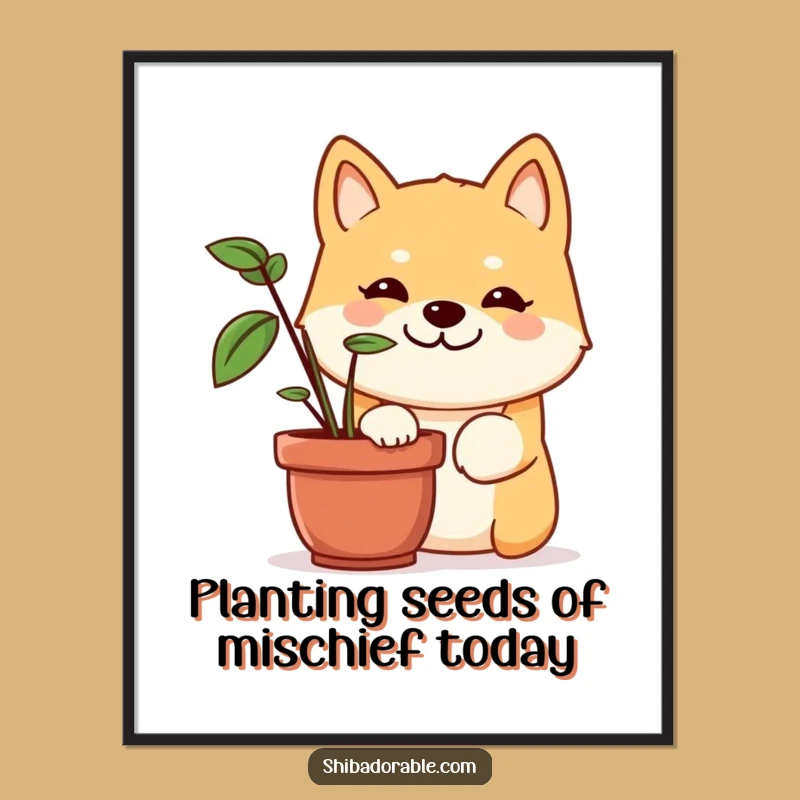 Funny Free Printable Shiba Inu Wall Art: Mischievous Peek Downloadable Art