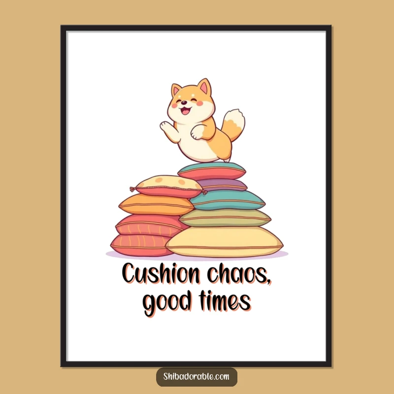 Funny Free Printable Wall Art: Playful Shiba Leaping - Downloadable Decor Gift!