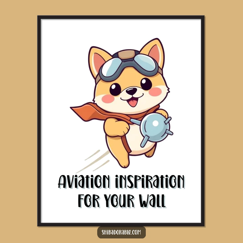 Funny Free Printable Wall Art: Shiba Pilot Dog - Downloadable Decor Gift!