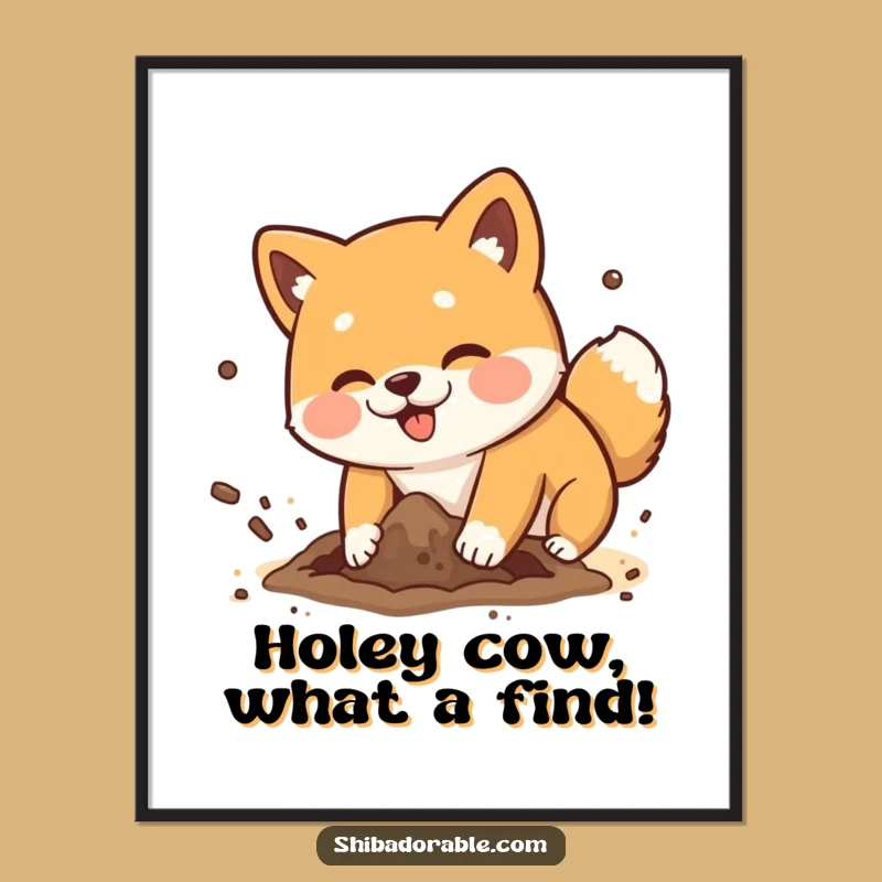 Funny Free Printable Shiba Inu Art: Comical Digging Action Downloadable Wall Decor!