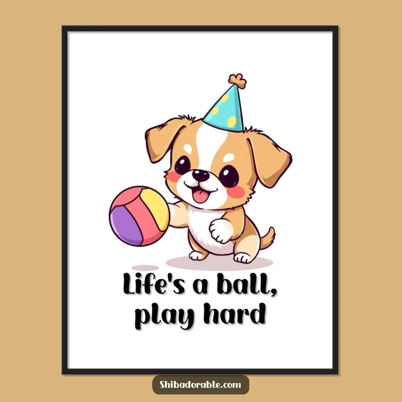 Free Printable Wall Art: Funny Dog Party Hat, Humorous Downloadable Decor