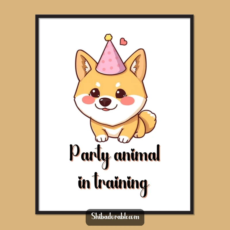 Free Printable Funny Shiba Inu Wall Art - Mischievous Party Dog Downloadable Decor