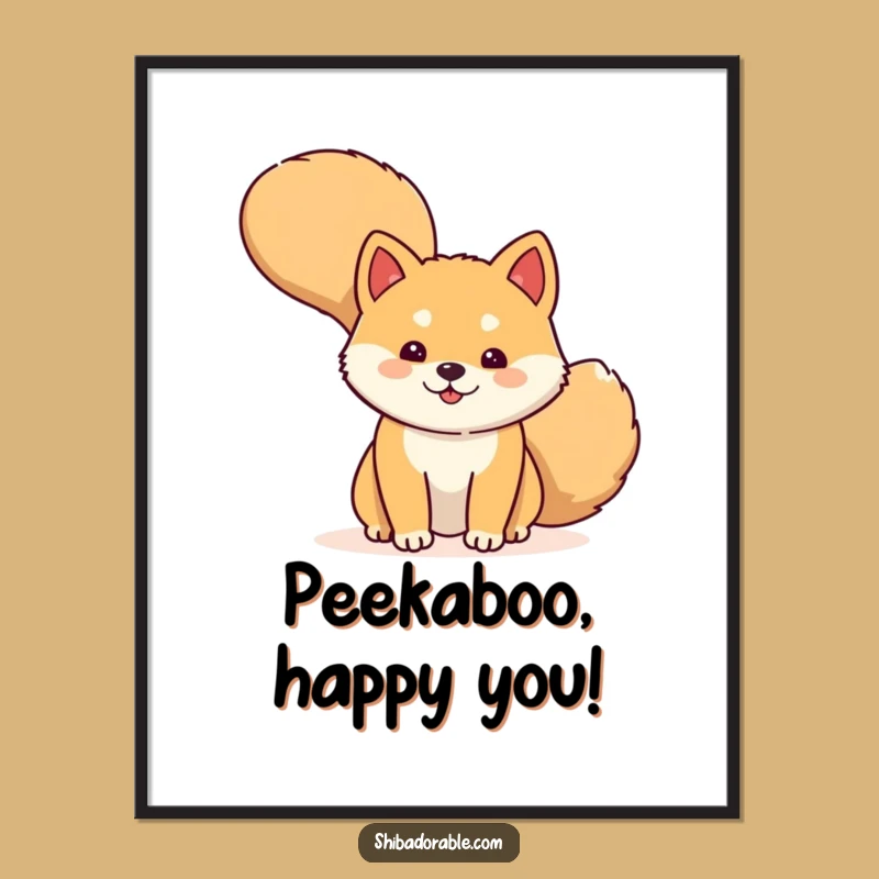 Funny Free Printable Wall Art: Shiba Inu Tail Peek Downloadable Decor, Quirky Gift