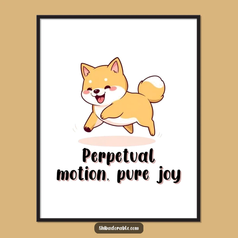 Free Printable Wall Art: Shiba Inu Tail Chase for Humorous Downloadable Decor Gift
