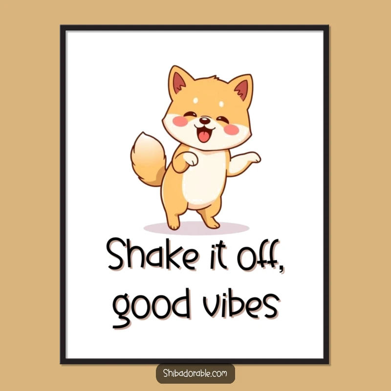 Free Printable Shiba Inu Art: Energetic Jigging Downloadable Wall Decor