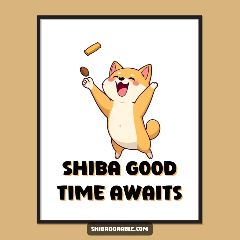 Free Printable Wall Art: Shiba Inu Treat Catcher for Humorous Downloadable Decor Gift