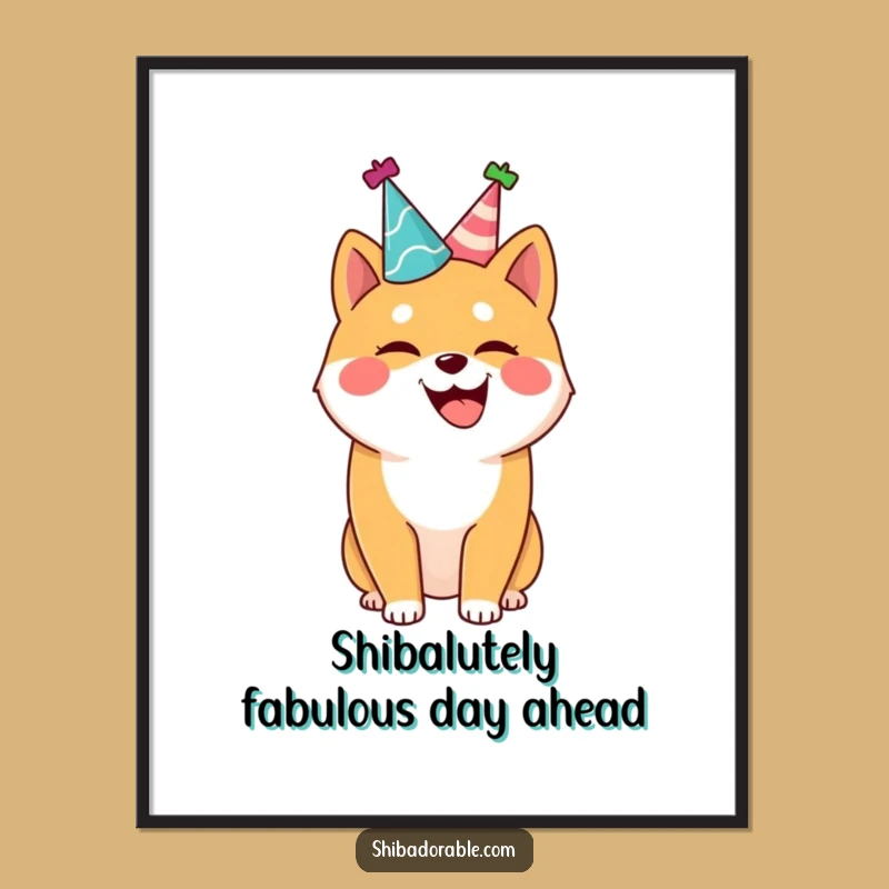 Funny Free Printable Wall Art: Joyful Shiba Inu Dog - Downloadable Home Decor