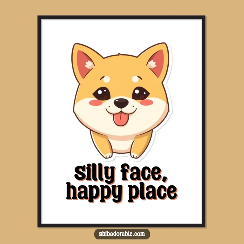 Funny Free Printable Wall Art: Silly Shiba Inu Tongue Out Downloadable Decor