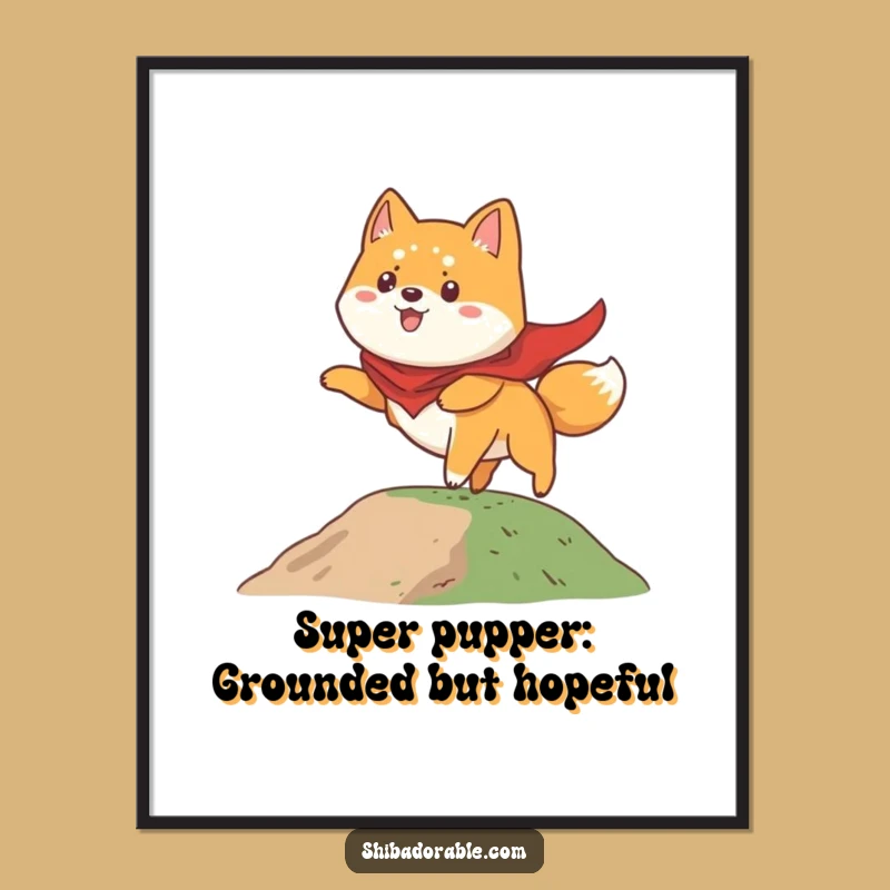 Funny Free Printable Shiba Inu Wall Art: Flying Hero Downloadable Art