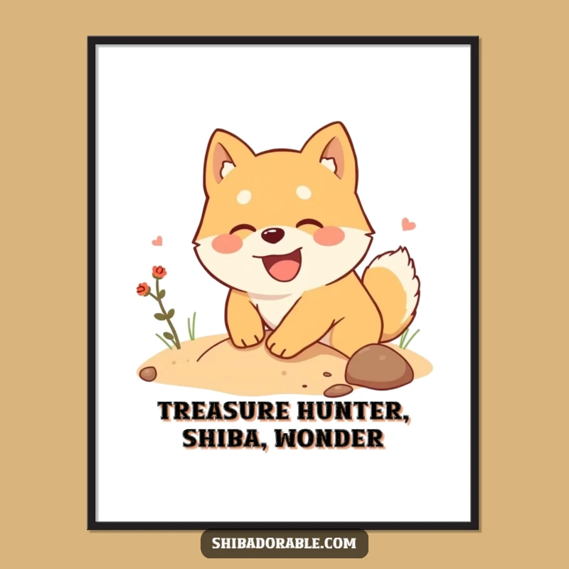 Funny Free Printable Wall Art: Joyful Shiba Inu Digging Decor