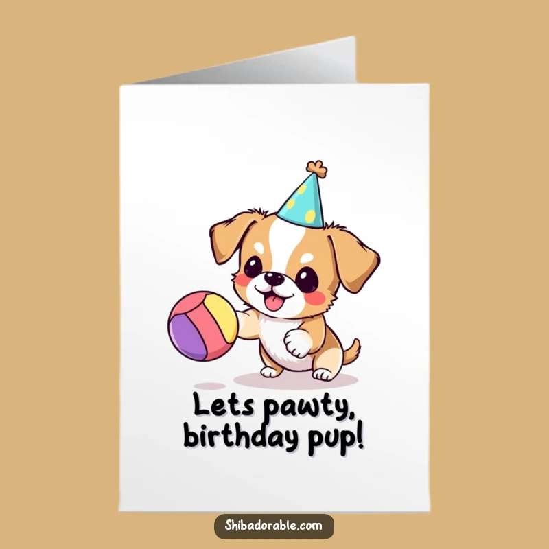 Free Printable Birthday Card: Cheerful Dog with Party Hat, Humorous Downloadable Gift