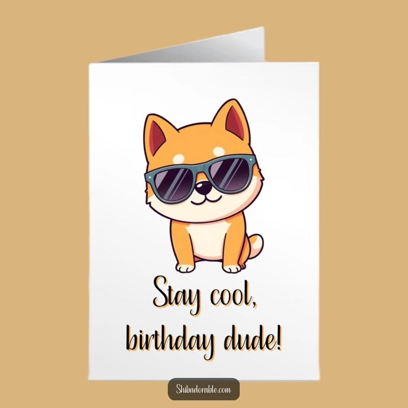 Free Printable Birthday Card: Cool Shiba Inu with Sunglasses - Funny Downloadable Gift!