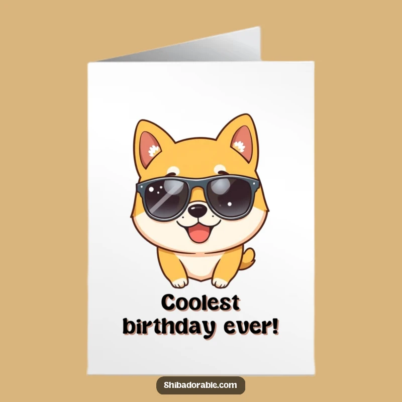 Free Printable Birthday Card: Cool Shiba Winks, Downloadable Funny Dog Greeting