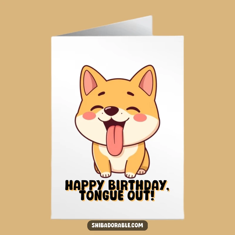 Free Printable Birthday Card: Happy Panting Shiba Inu Downloadable Fun