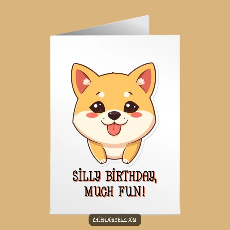 Free Printable Birthday Card: Silly Shiba Inu Tongue Out Downloadable Funny Gift