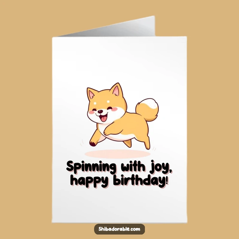 Free Printable Funny Birthday Card: Dizzy Shiba Tail Chase for a Hilarious Downloadable Gift