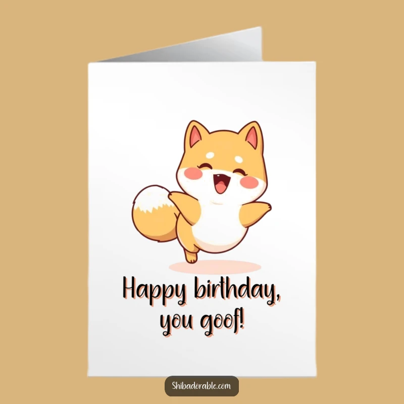 Free Printable Happy Shiba Birthday Card - Playful Dog Tail Chase Downloadable Gift