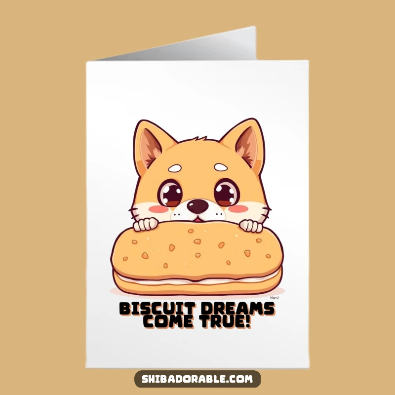 Free Printable Shiba Inu Biscuit Birthday Card: Surprised Dog Funny Gift!