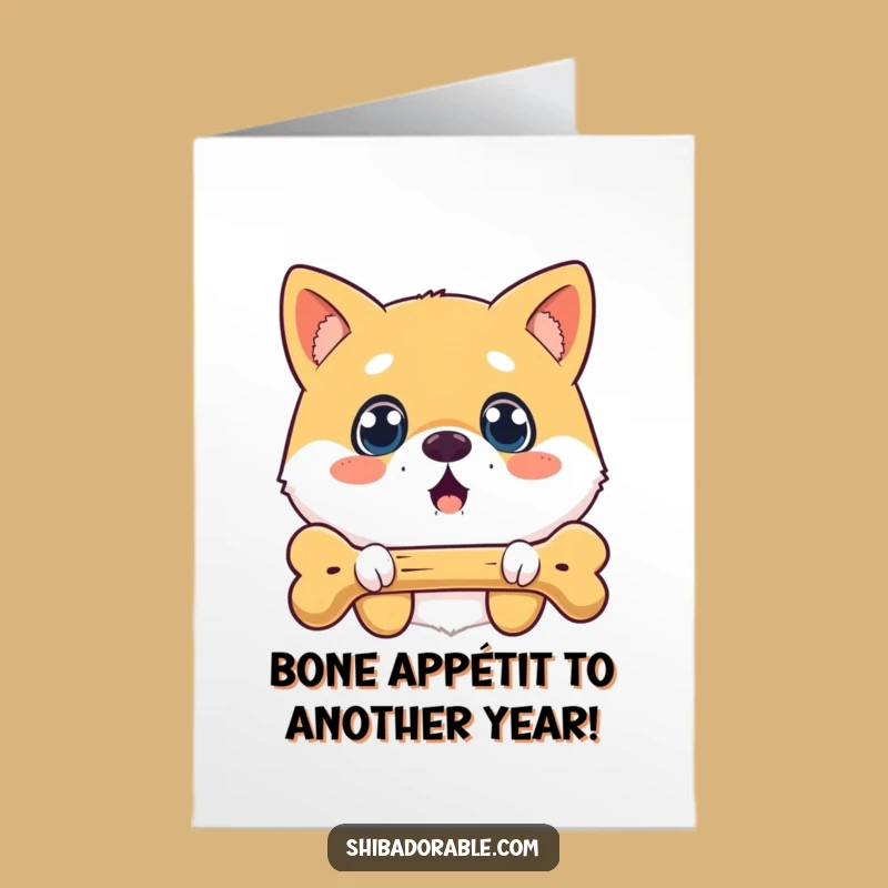 Free Printable Surprised Shiba Birthday Card - Funny Dog Bone Downloadable Gift