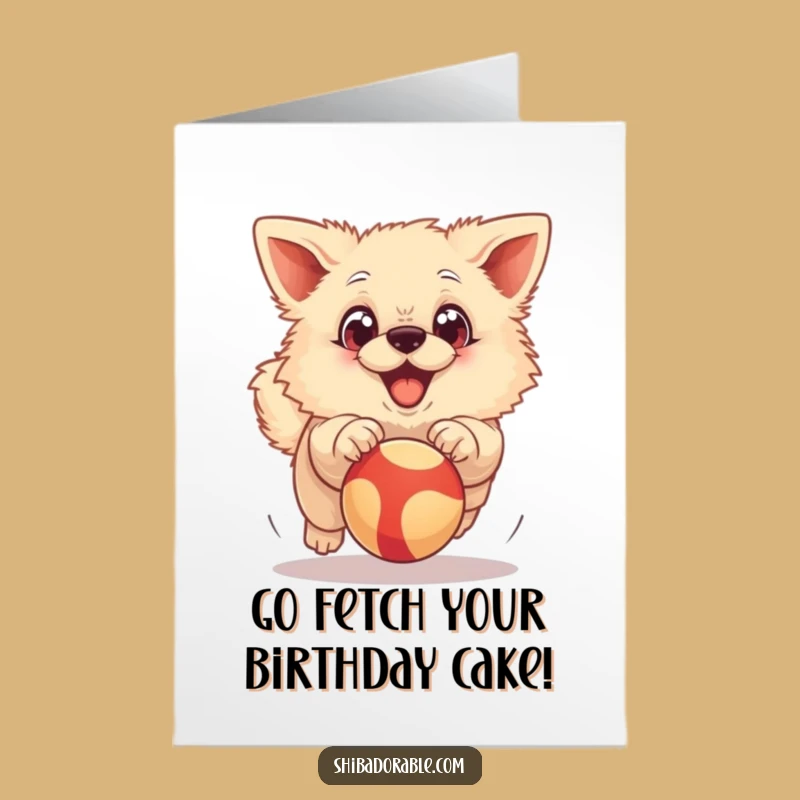 Funny Free Printable Birthday Card: Big-Eyed Dog & Ball - Joyful Downloadable Gift!