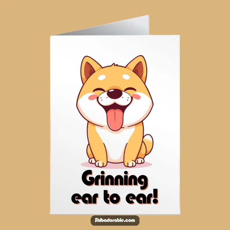 Free Printable Funny Shiba Inu Birthday Card - Goofy Grin Downloadable Greeting