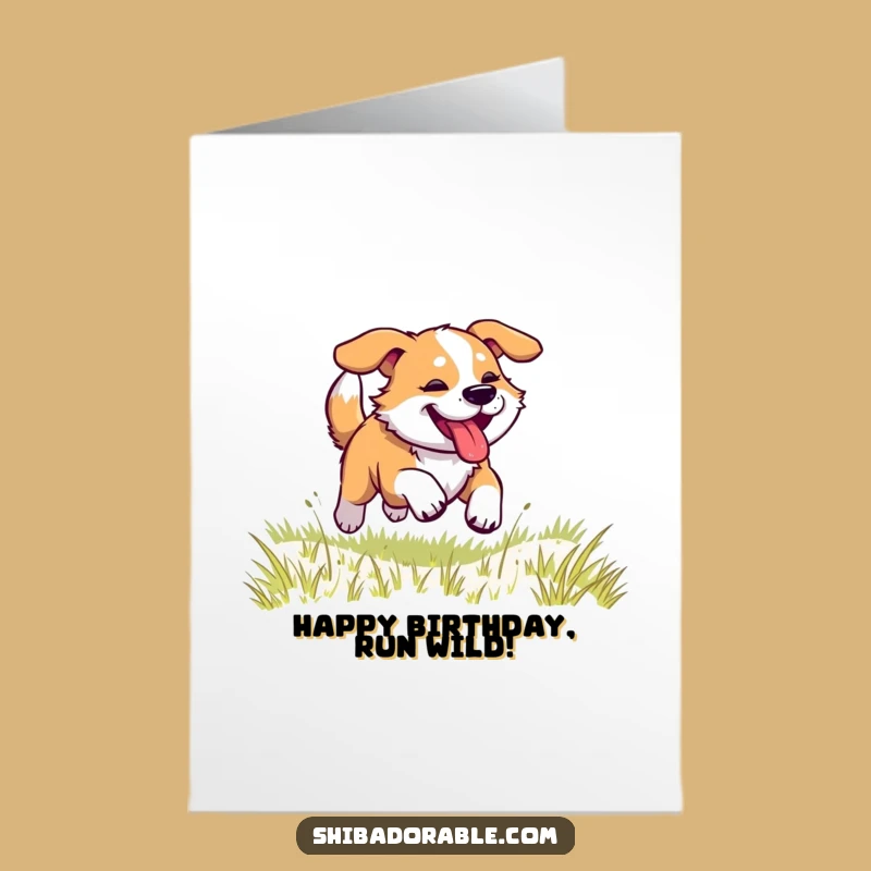Free Printable Birthday Card: Energetic Dog Race, Humorous Downloadable Gift
