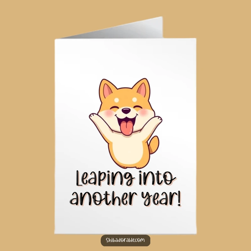 Free Printable Shiba Inu Birthday Card: Joyful Dog Tongue Out Funny Downloadable Gift!
