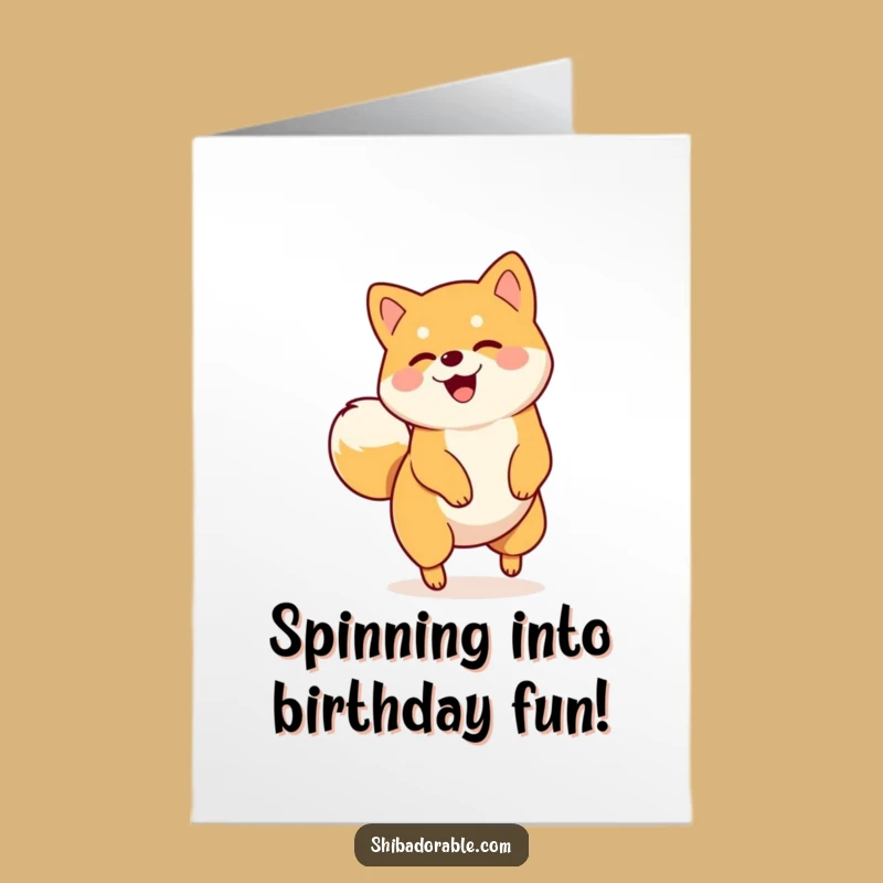 Joyful Free Printable Birthday Card: Spinning Shiba Inu - Fun Downloadable Gift