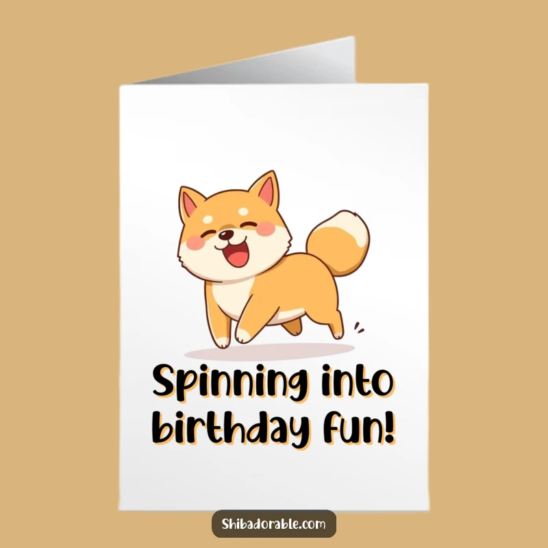 Free Printable Shiba Inu Tail Chase Birthday Card: Funny Dog Downloadable Gift!