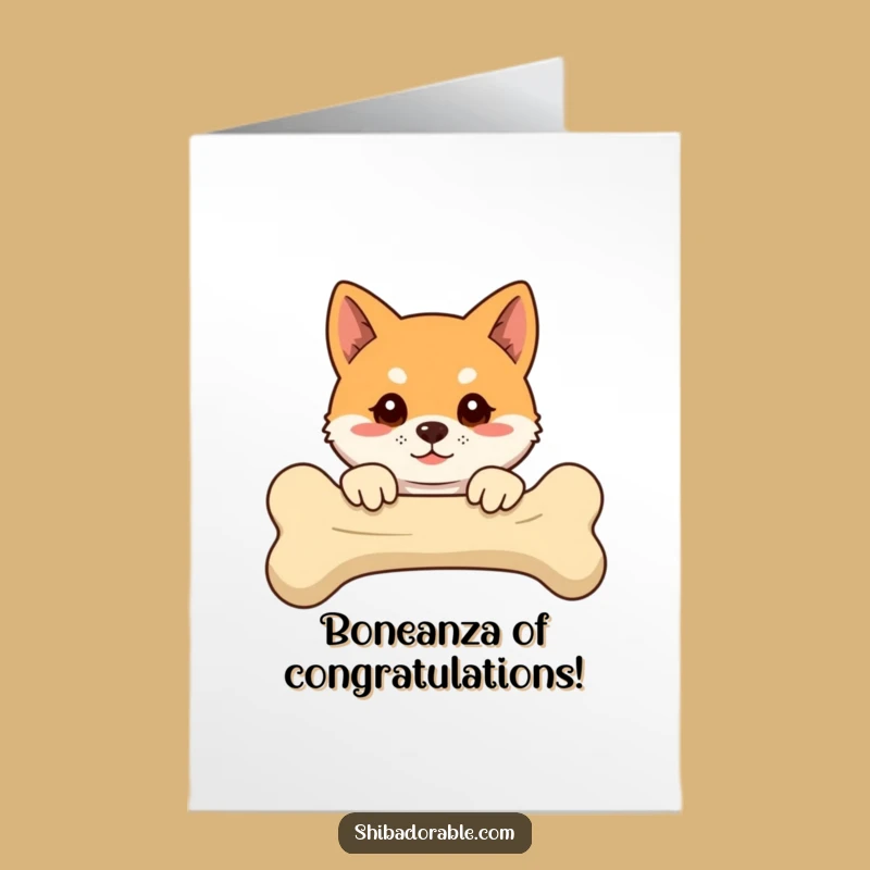 Free Printable Congrats Card: Funny Shiba Inu Bone Overload - Downloadable