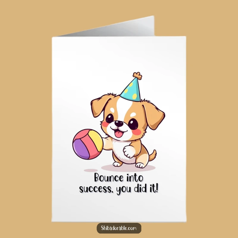 Free Printable Congrats Card: Playful Dog Party Hat, Downloadable Celebration Gift