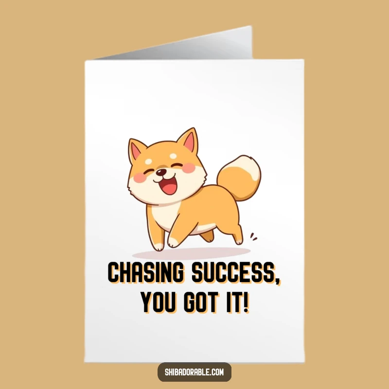 Free Printable Shiba Inu Congrats Card: Tail Chasing Funny Downloadable Gift!