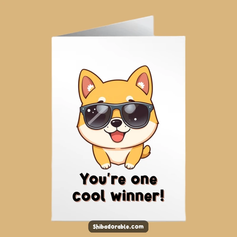 Free Printable Congrats Card: Cool Shiba Wink, Downloadable Humorous Celebration