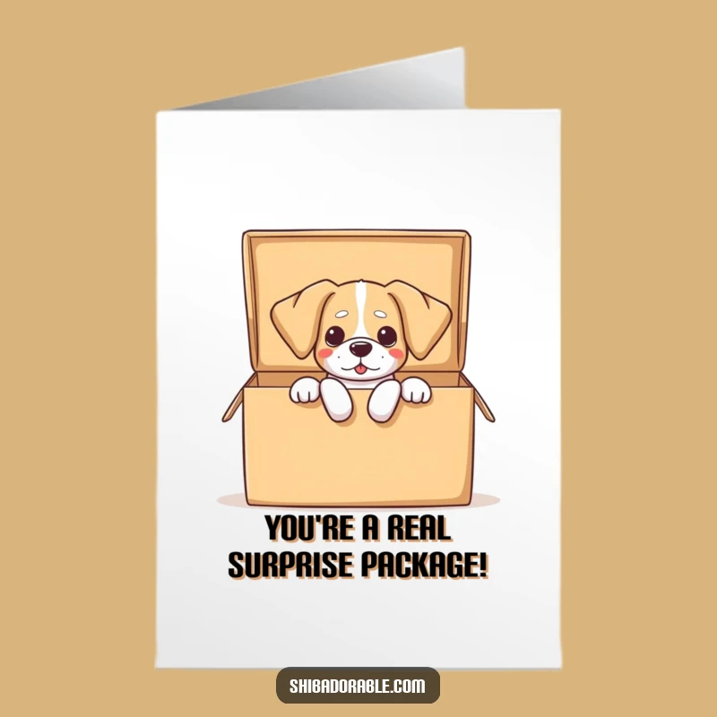 Free Printable Congrats Card: Dog Box Surprise, Downloadable Funny Achievement Gift