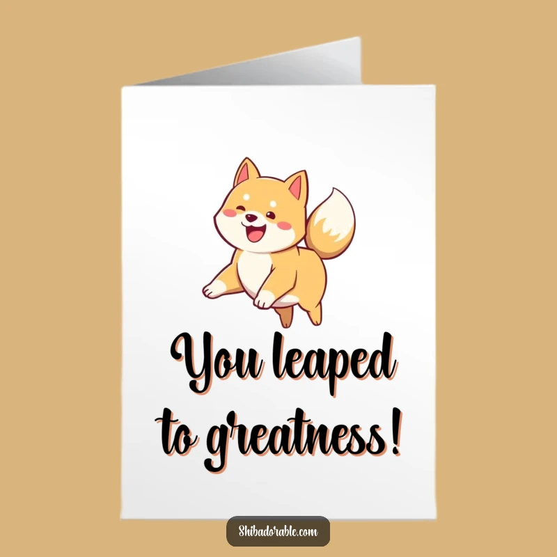 Free Printable Congrats Card: Energetic Shiba Inu, Funny Downloadable Gift